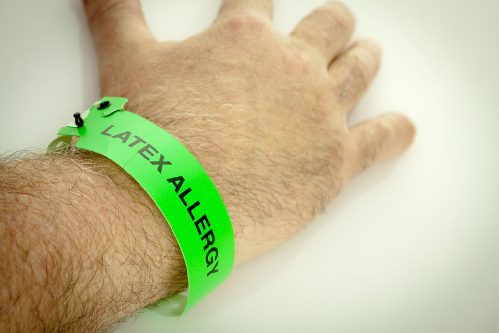 Common sources of latex exposure include office supplies, apparel items with elastic bands, medical equipment, dental products, and children's items.