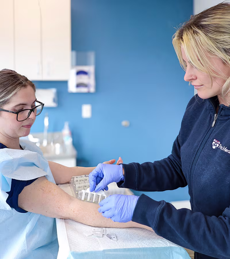 Patient receiving allergy skin testing during ENT and allergy appointment at Penn Medicine Becker ENT and Allergy.